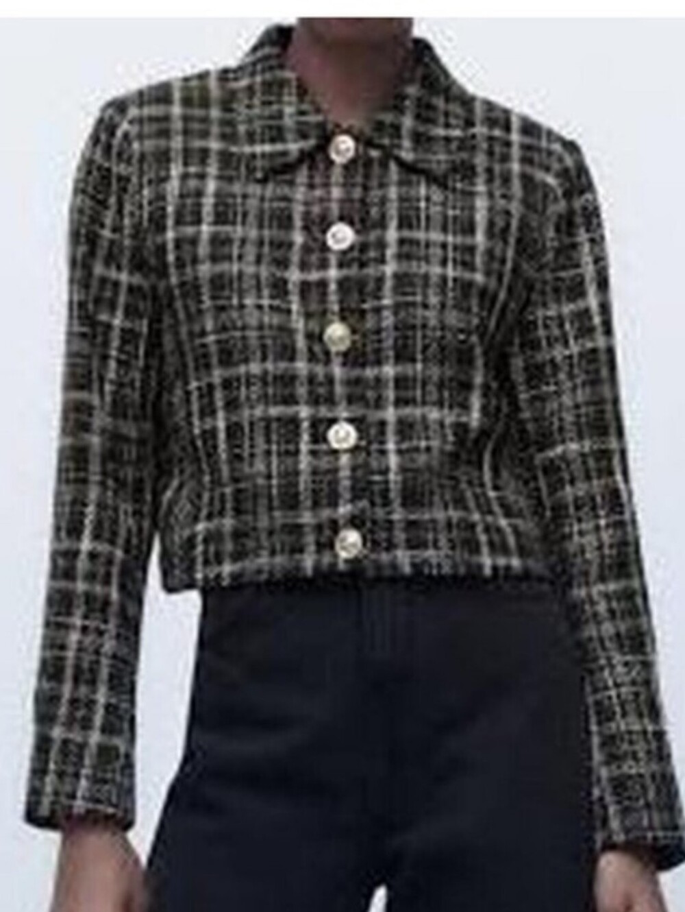 ZARA black white cropped blazer sz M